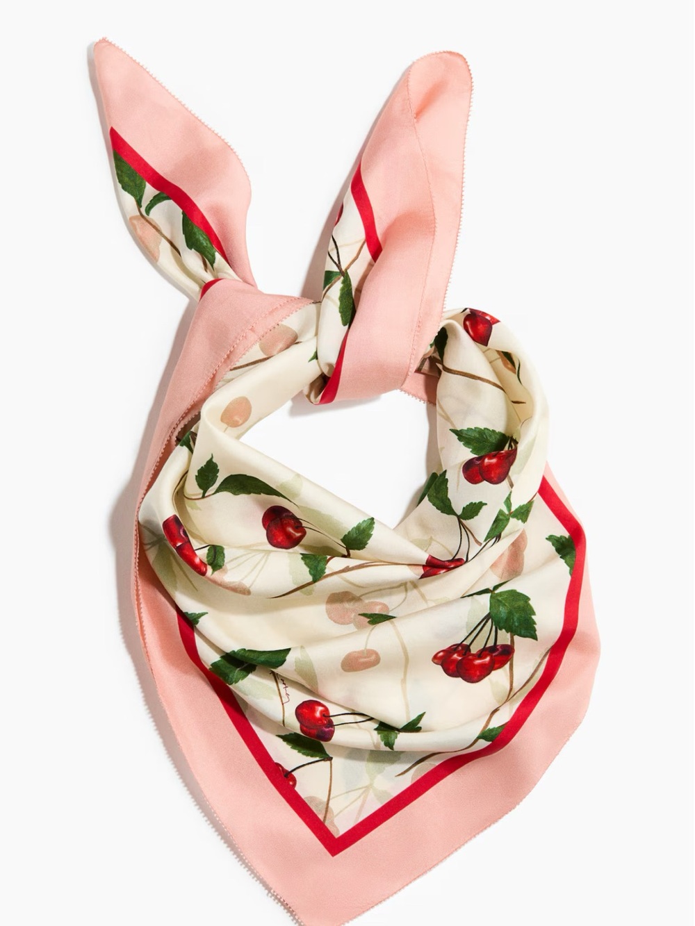 Stella McCartney Pink & Red Cherry Print Silk-Blend Scarf Sold Out